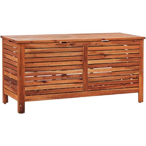 Auflagenbox Akazienholz Dunkelbraun 130 x 64 x 48 cm geölte Oberfläche