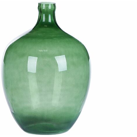 Runde Dekovase aus gefärbtem Glas handgefertigt grün 39 cm Roti