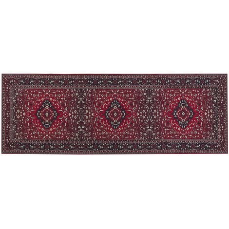 Teppich Läufer rot orientalisches Muster rutschfest 70 x 200 cm Vintage  Vadkadam