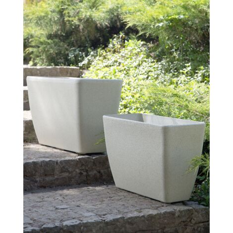 Blumentopf Beige 74 x 32 x 45 cm aus Steingemisch für den Innen und