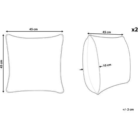 Dekokissen geometrisches Muster Samtstoff beige mit Quasten 45 x 45 cm 2er  Set SANTOLINA 