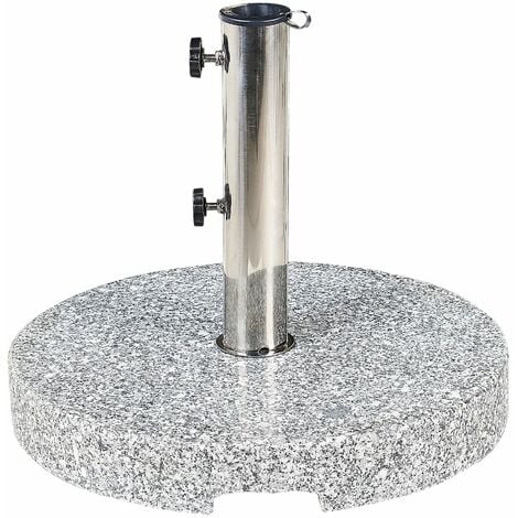 Sonnenschirmständer Grau Granit ⌀ 45 cm Rund mit Edelstahlrohr Modern