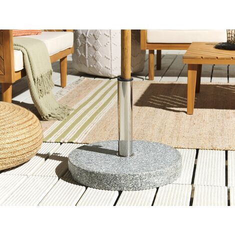 Sonnenschirmständer Grau Granit ⌀ 45 cm Rund mit Edelstahlrohr Modern
