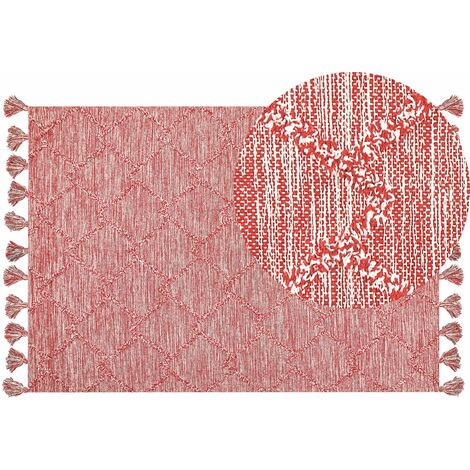 Teppich Baumwolle rot 160 x 230 cm mit Quasten NIGDE