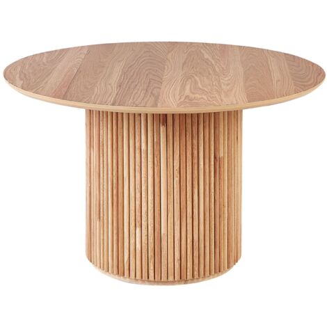 Esstisch Heller Holzfarbton MDFTischplatte Rund ⌀ 120 cm für 4