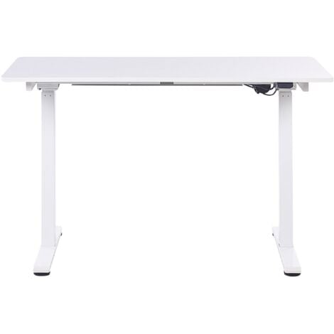 Schreibtisch Weiß Faserplatte 120 x 60 cm Elektrisch Höhenverstellbar Rechteckig Metallgestell Industriell Modern Büro Jugendzimmer Wohnzimmer