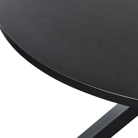 Gartentisch Schwarz Aluminium ⌀ 120 cm für 4 Personen Keramikglasplatte Rund X-Beine Outdoor Terrasse Balkon Möbel Garten Ausstattung