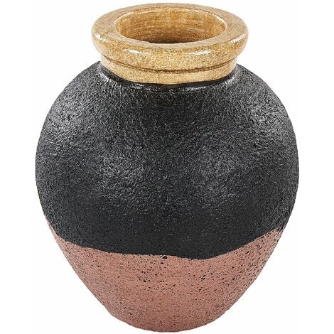 rosa schwarz Dekorative Retro-Vase aus und Terrakotta handgefertigt Daulis