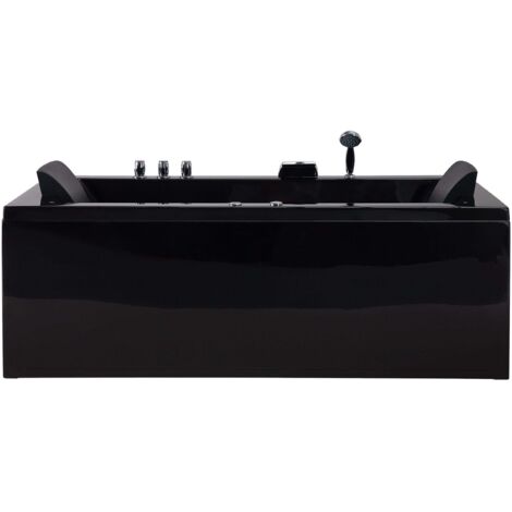 Whirlwanne Eckmodell mit LED VARADERO linksseitig 183 x 90 cm Schwarz