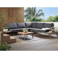 Gartenmöbel Set Braun Grau Akazienholz 5-Sitzer Terrasse Outdoor Modern