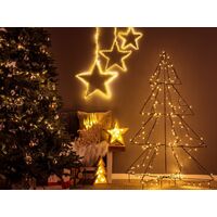 Outdoor LED Weihnachtsbeleuchtung Schwarz Metall 160 cm Tannenbaum mit Stromanschluss zum Aufstellen für Innen und Außen Deko Gartendekoration - Schwarz