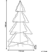 Outdoor LED Weihnachtsbeleuchtung Schwarz Metall 160 cm Tannenbaum mit Stromanschluss zum Aufstellen für Innen und Außen Deko Gartendekoration - Schwarz