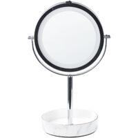 Kosmetikspiegel mit LED-Beleuchtung silber/weiß ø 26 cm doppelseitig Savoie