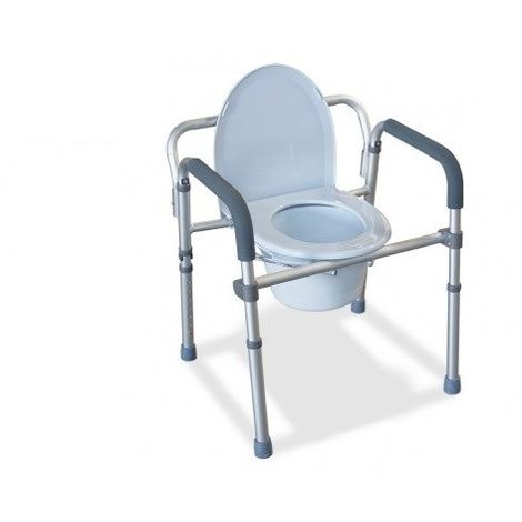 Sedia WC Pieghevole con Vaso Rimovibile per Anziani e Disabili in Tubi di  Ferro e Plastica 52x50x75 cm