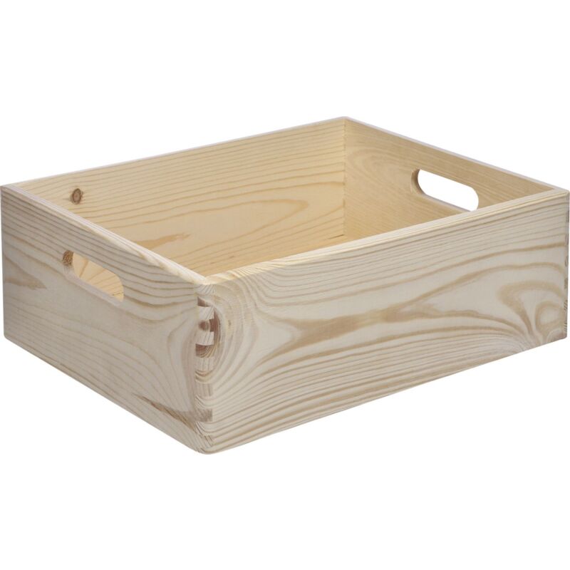 Stapelbox M eckige Kanten 40x30x13,5 cm Holzbox stapelbar Kiste Aufbewahrungsbox 
