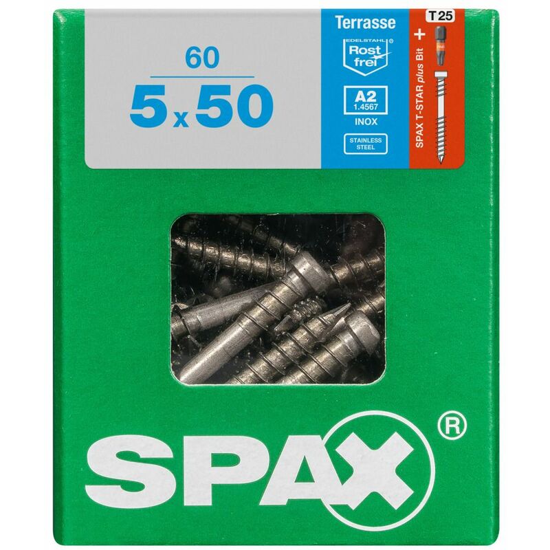 Spax Terrassenschrauben 5.0 x 50 mm TX 25 - 60 Stk. Terrassenschrauben