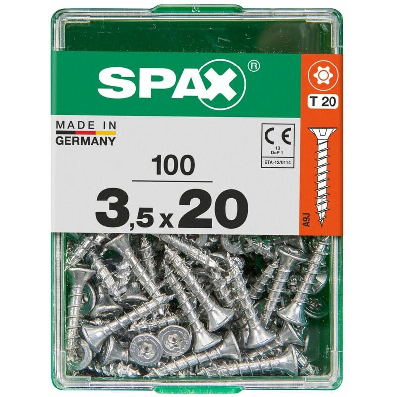 SPAX - schwarz verzinkt - Senkkopf T-STAR plus TX 20 - 3,5x20 - Vollgewinde