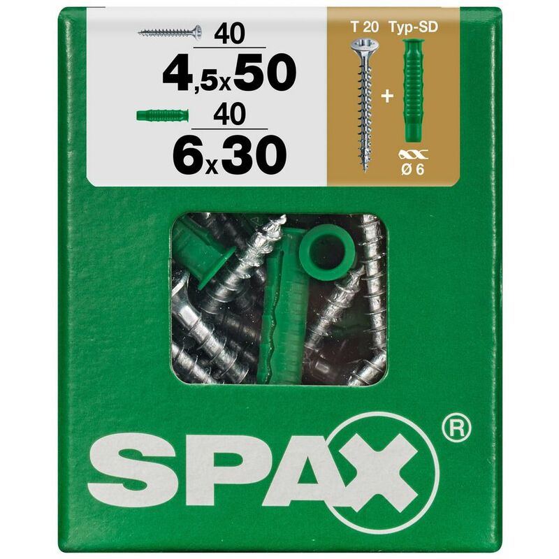 Spax Schrauben- & Dübel-Set (10 Stk., Ø x L: 3,5 x 35 mm)