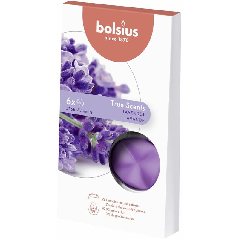 Bolsius Aromatic Wax Melts Lavendel, 6er Pack Duftwachs Schmelzblüten