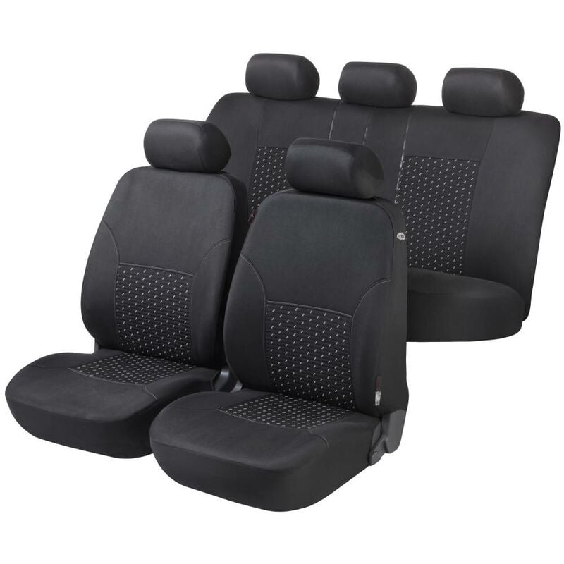 Walser Autositzbezug DotSpot Premium Komplett-Set grau Sitzbezüge schwarz