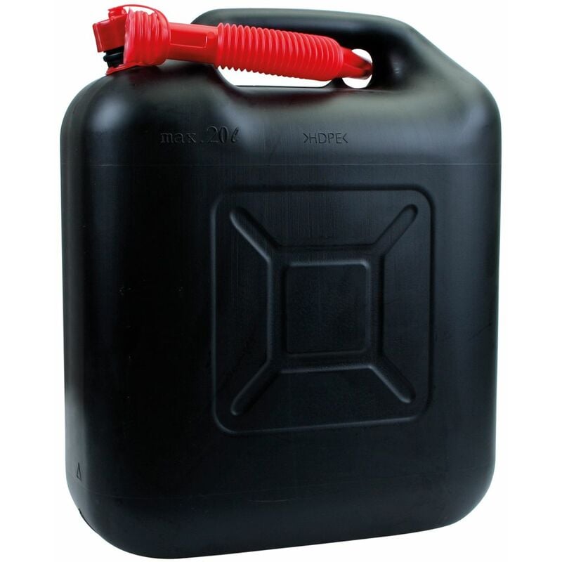 Benzinkanister 20L Kunststoff Schwarz Kanister mit Ausgießer