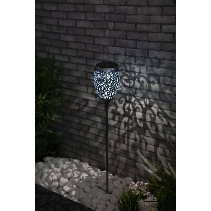 TrendLine LED Solarfackel Ornament 75,5 cm silber Solar-Bodenleuchten