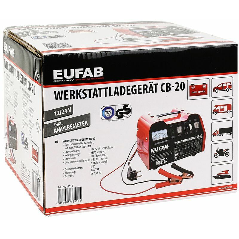 Eufab Batterie-Ladegerät (Geeignet für: Gelbatterien)