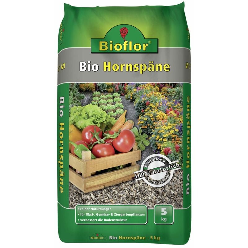 Bioflor Hornspäne Naturdünge Gartendünger 5kg für Obst Gemüse Pflanzen