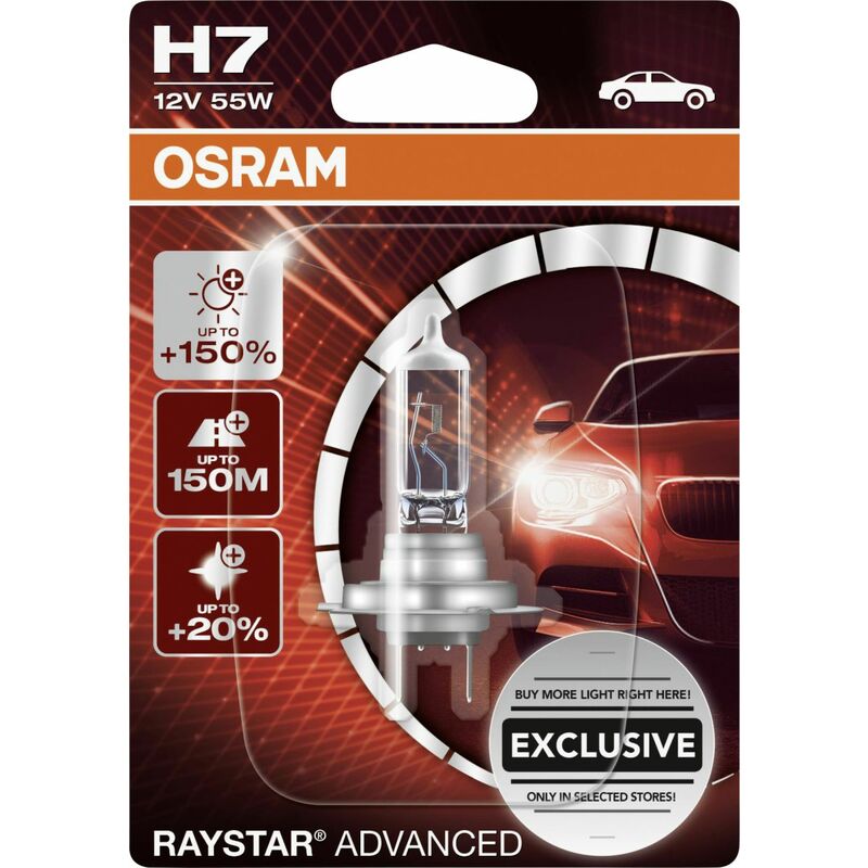 Osram GLL H7 Raystar Advanced +150% 12V 55W, 1 Stück Autoteile