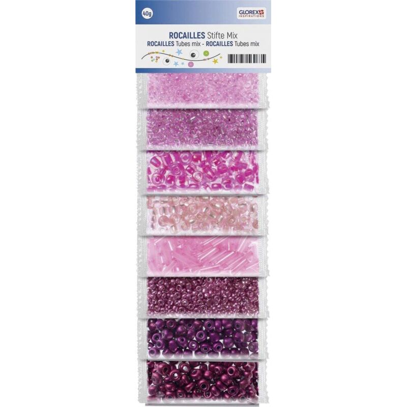 Glorex Perline In Legno FSC Da 8 Mm - Mix Colore Lilla, 80 Pezzi Per Creazioni E Lavoretti