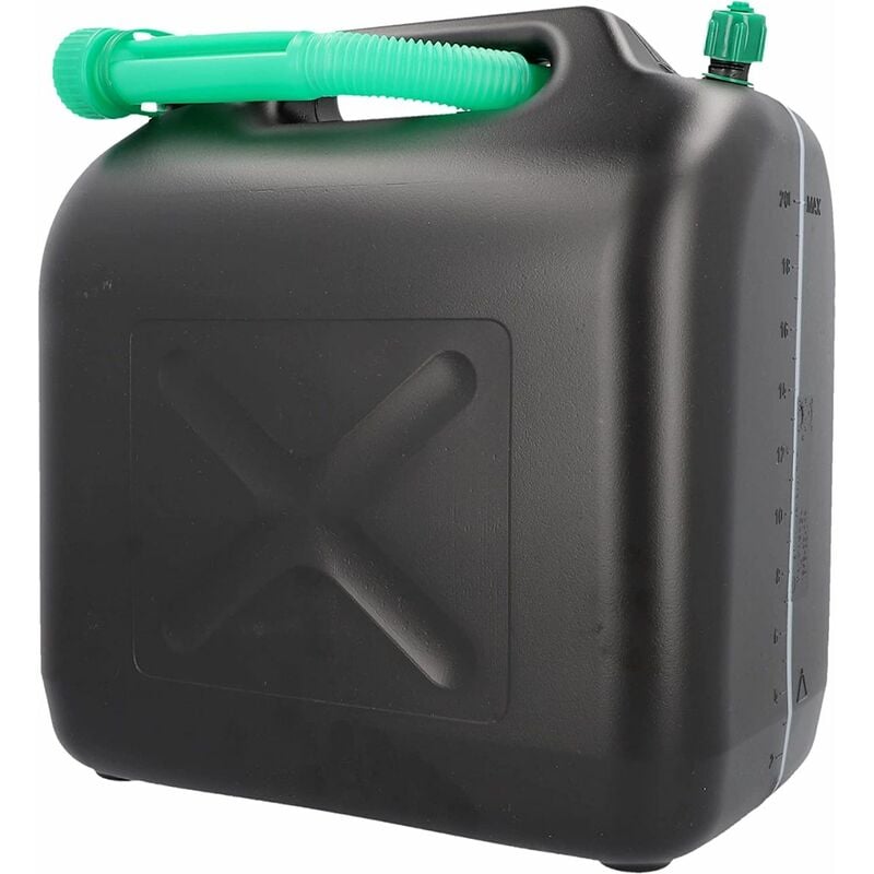 Benzinkanister 20L Kraftstoff Kanister schwarz UN-Zulassung Diesel Benzin  E85 Sprit inklusive Ausgießer Kettensägen Rasenmäher Auto / einzeln oder im
