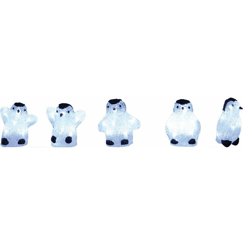 Außen Acyrlfigurenset cm 5 TrendLine Stück LED kaltweiß Acrylfiguren 13 Pinguin Timer mit