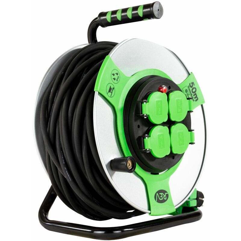 Kunststoff-Kabeltrommel, 25m Kabel, IP44 H05RR-F 3G1,5mm², schwarze  Gummileitung - »