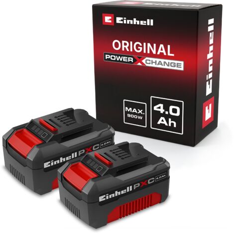 Original Einhell Akku-Twinpack PXC 18 V 4,0 Ah (2 Akkus im Set, 900 W, Power X-Change, Li-Ion, ABS, LED-Anzeige, ohne Ladegerät)