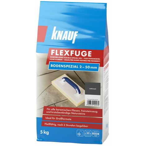 Knauf Fugenmörtel Flexfuge Bodenspezial 2 - 50 mm anthrazit 5 kg Fugenmörtel (1/2)