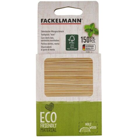 Fackelmann Zahnstocher Minze 150 Stück, 65 mm Zahnhölzer Holzspieß (1/2)