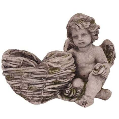 Dekofigur Engel zum Bepflanzen 26 x 38 x 23 cm grau Skulptur