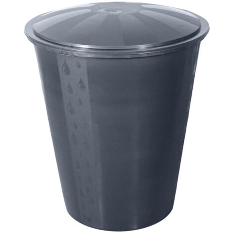 TrendLine Regentonne rund Deckel Hahn 300L grau Regenwassertonne Wassertank