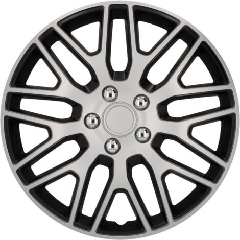 Cartrend Radzierblende Branch 35 cm (14 Zoll) silber schwarz 4 stück Radkappe (1/3)