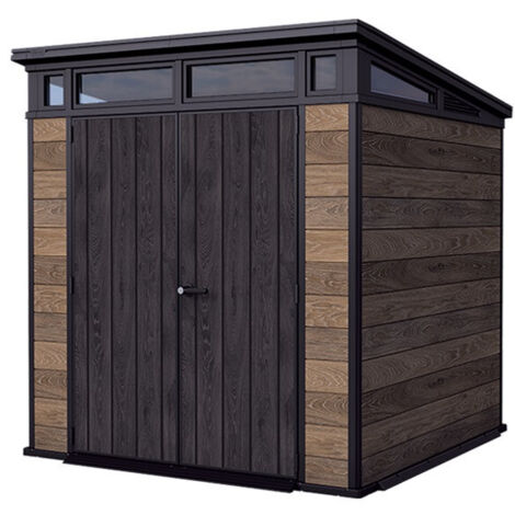 Keter Kunststoff Gerätehaus Signature Walnuss 7x7 inkl. Fußboden 216 x 218 cm braun Holzoptik Gartenhaus