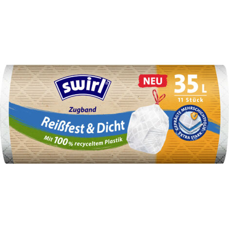 Swirl Zugband-Müllbeutel 35 l aus recyceltem Plastik Müllsäcke 11 Stück