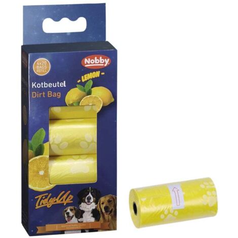 Nobby TidyUp Kotbeutel Lemon mit Pfotendruck 4 Rollen á 20 Beutel