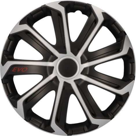 Cartrend Radzierblende EVO 38 cm (15 Zoll) silber schwarz 4 stück Radkappe (1/3)