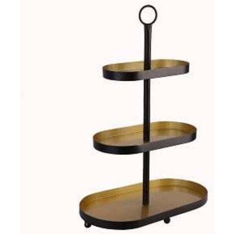 TrendLine Deko Eisen Etagère 50 x 18 x 35 cm schwarz-gold Etagere
