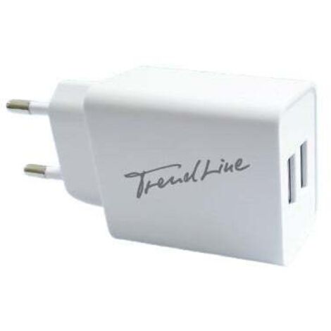 Trendline USB-Ladeadapter 230V 2x USB 5V 2,4 A 12W Handy-Ladegerate-Dockingstationen