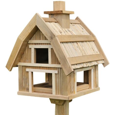 Vogelhaus Pondruff mit Strohdach und Ständer braun 31 x 40 x x37 cm Vogelhaus