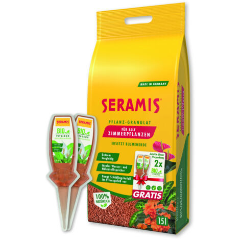 Seramis Pflanz-Granulat für Zimmerpflanzen 15 l + 2 Bio-Vitalkuren gratis Bodenzusatz