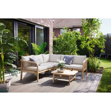 Primaster Gartenmöbel-Set Leros Holz Lounge Set Sitzgruppe Ecksofa Akazienholz