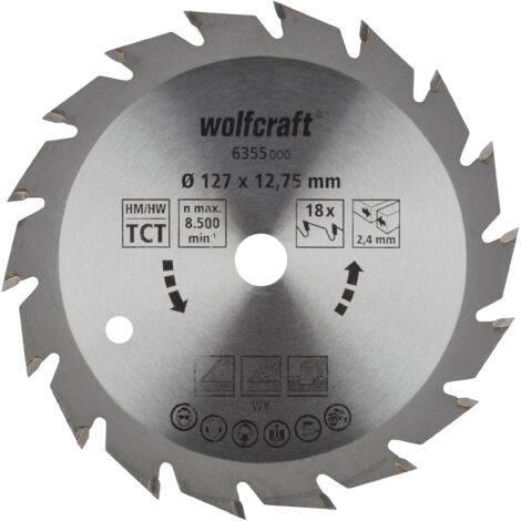 Wolfcraft Kreissägeblatt Ø 127 mm Bohrung Ø 12,75 mm 18 Zähne Kreissägeblatt (1/2)