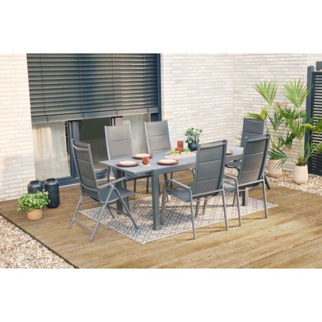 Primaster Garten-Essgruppe Fano 4 Personen mit ausziehbarem Tisch und klappbaren Stühlen Sitzgruppe (1/2)